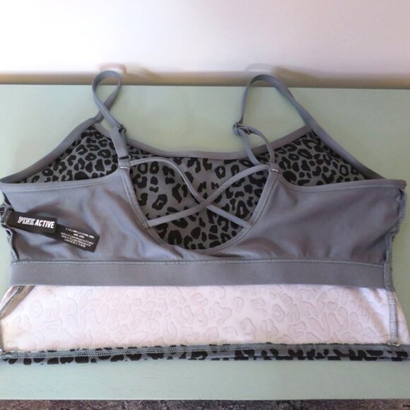 Pink Active Dark Steel Ultimate‎ Lightly Lined Leopard Gray Sport Bra Top L - Picture 9 of 9
